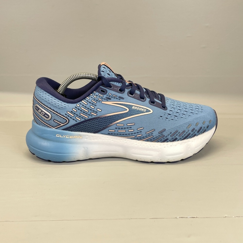 Brooks Glycerin 20 Running Shoes Womens Size 7.5 B Blue Mesh Lace Up Sneakers